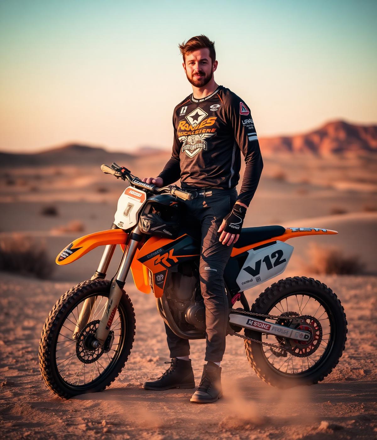 Colby Raha in the desert with his dirt bike